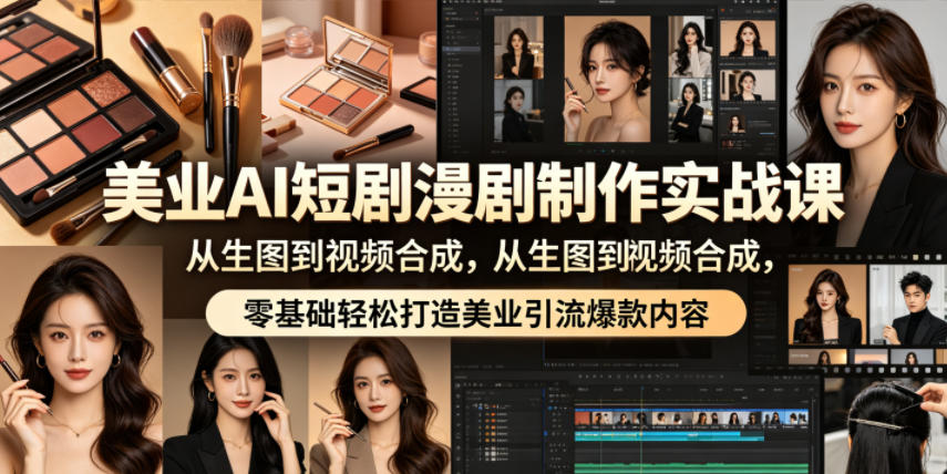 美业AI短剧漫剧制作实战课，从生图到视频合成，零基础轻松打造美业引流爆款内容牛品源码-源码下载-源码社区-zblog主题插件-PHP源码-三合一源码-直播源码-短视频源码-APP源码-即时通讯-源码-交友源码牛品源码