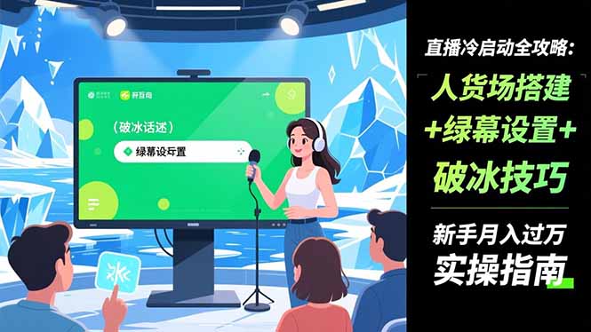 直播冷启动全攻略:人货场搭建+绿幕设置+破冰技巧,新手月入过万实操指南牛品源码-源码下载-源码社区-zblog主题插件-PHP源码-三合一源码-直播源码-短视频源码-APP源码-即时通讯-源码-交友源码牛品源码