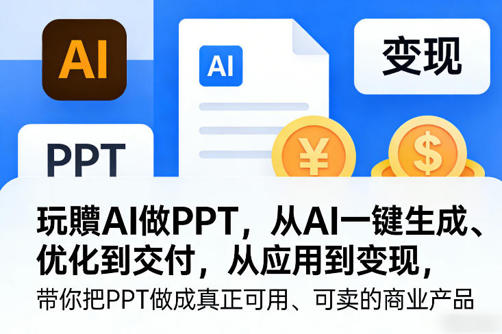 玩賺AI做PPT，从AI一键生成、优化到交付，从应用到变现，带你把PPT做成真正可用、可卖的商业产品牛品源码-源码下载-源码社区-zblog主题插件-PHP源码-三合一源码-直播源码-短视频源码-APP源码-即时通讯-源码-交友源码牛品源码