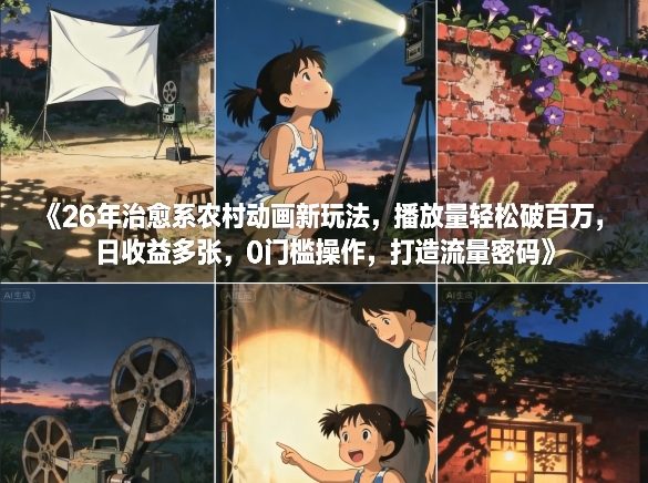 26年治愈系农村动画新玩法，播放量轻松破百万，日收益多张，0门槛操作，打造流量密码牛品源码-源码下载-源码社区-zblog主题插件-PHP源码-三合一源码-直播源码-短视频源码-APP源码-即时通讯-源码-交友源码牛品源码