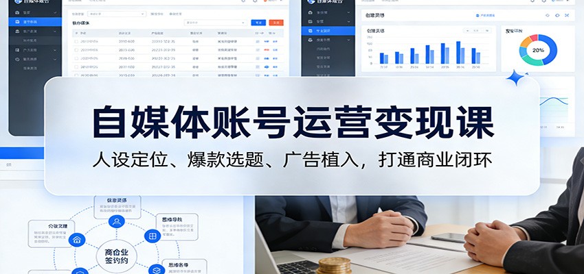 自媒体账号运营变现课：人设定位、爆款选题、广告植入，打通商业闭环牛品源码-源码下载-源码社区-zblog主题插件-PHP源码-三合一源码-直播源码-短视频源码-APP源码-即时通讯-源码-交友源码牛品源码