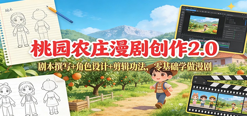 桃园农庄漫剧创作2.0：剧本撰写+角色设计+剪辑功法，零基础学做漫剧牛品源码-源码下载-源码社区-zblog主题插件-PHP源码-三合一源码-直播源码-短视频源码-APP源码-即时通讯-源码-交友源码牛品源码