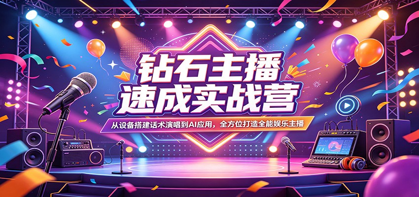 钻石主播速成实战营：从设备搭建话术演唱到AI应用，全方位打造全能娱乐主播牛品源码-源码下载-源码社区-zblog主题插件-PHP源码-三合一源码-直播源码-短视频源码-APP源码-即时通讯-源码-交友源码牛品源码