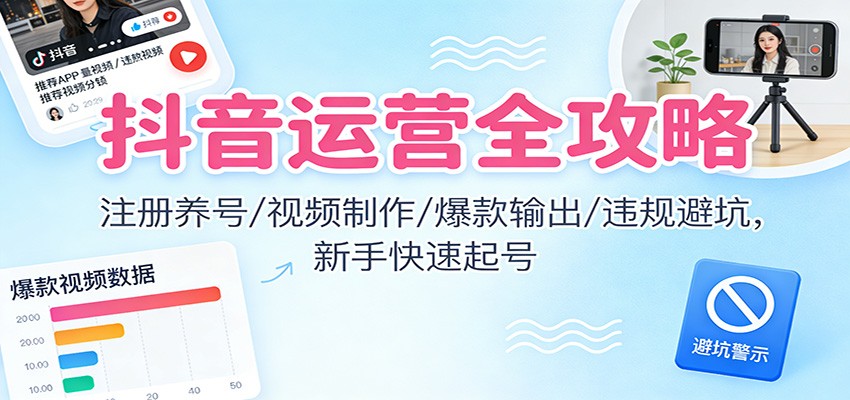 抖音运营全攻略：注册养号/视频制作/爆款输出/违规避坑，新手快速起号牛品源码-源码下载-源码社区-zblog主题插件-PHP源码-三合一源码-直播源码-短视频源码-APP源码-即时通讯-源码-交友源码牛品源码