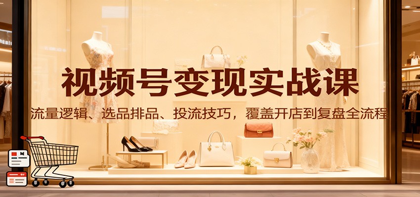 视频号变现实战课：流量逻辑、选品排品、投流技巧，覆盖开店到复盘全流程牛品源码-源码下载-源码社区-zblog主题插件-PHP源码-三合一源码-直播源码-短视频源码-APP源码-即时通讯-源码-交友源码牛品源码