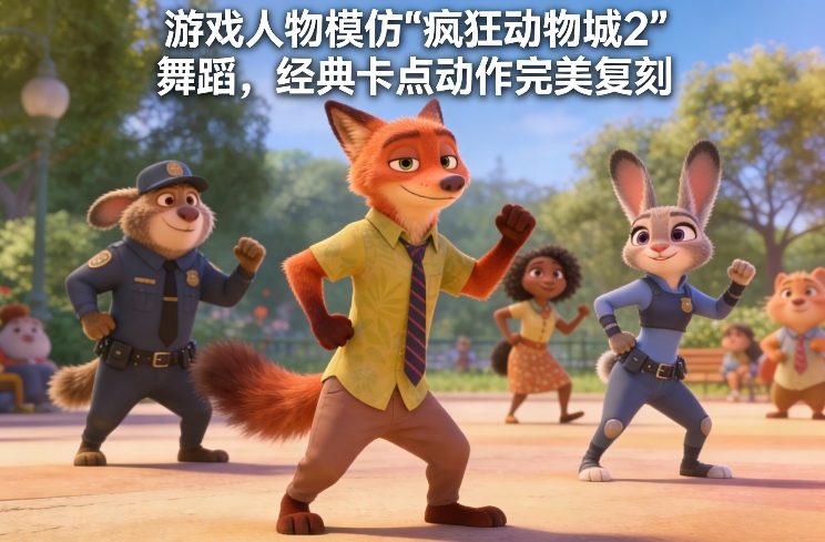 游戏人物模仿“疯狂动物城2”舞蹈，经典卡点动作完美复刻牛品源码-源码下载-源码社区-zblog主题插件-PHP源码-三合一源码-直播源码-短视频源码-APP源码-即时通讯-源码-交友源码牛品源码