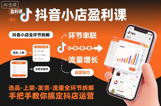 抖音小店盈利课-选品-上架-发货-流量全环节拆解,手把手教你搞定抖店运营牛品源码-源码下载-源码社区-zblog主题插件-PHP源码-三合一源码-直播源码-短视频源码-APP源码-即时通讯-源码-交友源码牛品源码