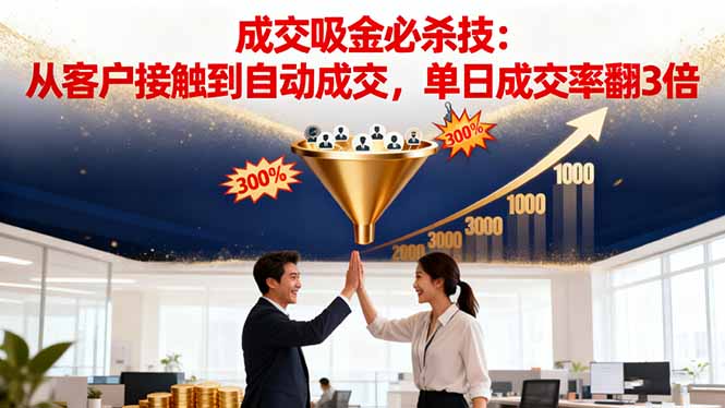 吸金成交营销必杀技:从客户接触到自动成交,单日成交率翻3倍牛品源码-源码下载-源码社区-zblog主题插件-PHP源码-三合一源码-直播源码-短视频源码-APP源码-即时通讯-源码-交友源码牛品源码