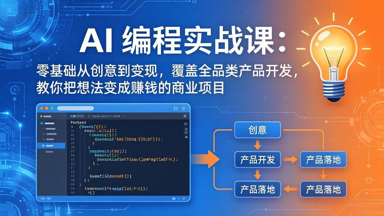 AI编程实战课-第三期-5月19更新:零基础从创意到变现,覆盖全品类产品开发,把想法变成赚钱项目牛品源码-源码下载-源码社区-zblog主题插件-PHP源码-三合一源码-直播源码-短视频源码-APP源码-即时通讯-源码-交友源码牛品源码