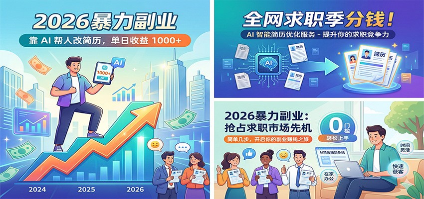 2026暴力副业：靠AI帮人改简历，单日收益1000+，全网求职季分钱牛品源码-源码下载-源码社区-zblog主题插件-PHP源码-三合一源码-直播源码-短视频源码-APP源码-即时通讯-源码-交友源码牛品源码
