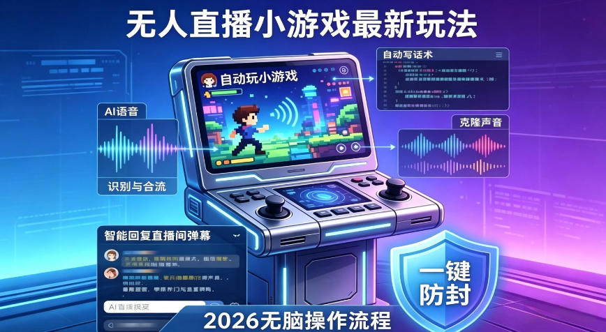2026年AI无人直播小游戏全流程,不违规不封号,开启创业副业增收之路,小白月入1w+【揭秘】牛品源码-源码下载-源码社区-zblog主题插件-PHP源码-三合一源码-直播源码-短视频源码-APP源码-即时通讯-源码-交友源码牛品源码