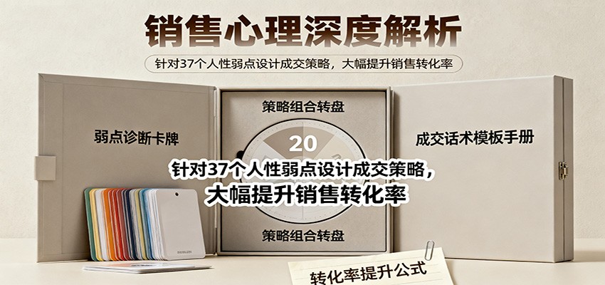销售心理深度解析:针对37个人性弱点设计成交策略,大幅提升销售转化率!牛品源码-源码下载-源码社区-zblog主题插件-PHP源码-三合一源码-直播源码-短视频源码-APP源码-即时通讯-源码-交友源码牛品源码