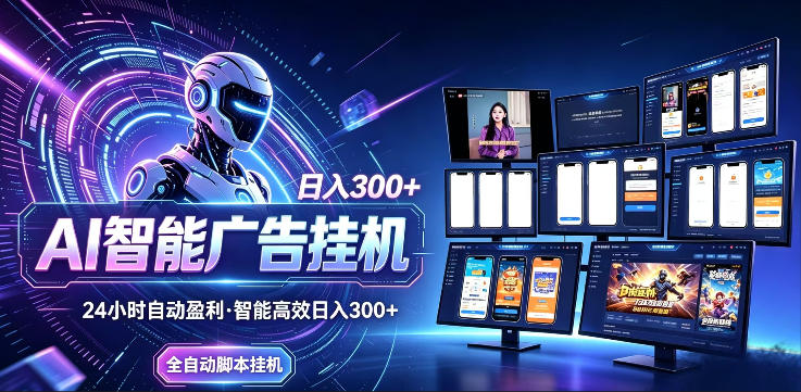 AI智能广告挂G项目，无需人工，单机稳定日入200+，可矩阵放大，24小时不间断刷广告賺收益【揭秘】牛品源码-源码下载-源码社区-zblog主题插件-PHP源码-三合一源码-直播源码-短视频源码-APP源码-即时通讯-源码-交友源码牛品源码