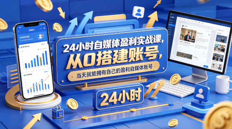 24小时自媒体盈利实战课，从0搭建账号，当天就能拥有自己的盈利自媒体账号牛品源码-源码下载-源码社区-zblog主题插件-PHP源码-三合一源码-直播源码-短视频源码-APP源码-即时通讯-源码-交友源码牛品源码