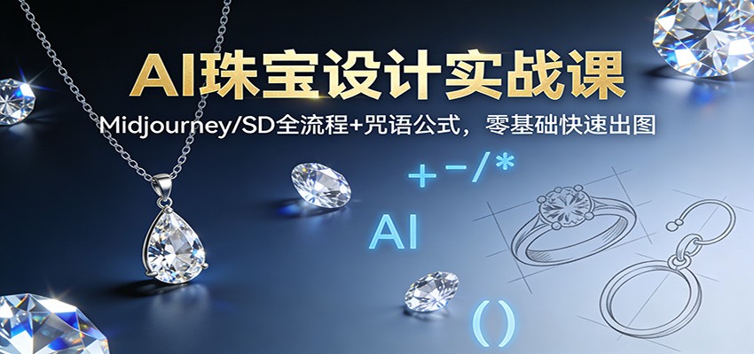 AI珠宝设计实战课：Midjourney/SD全流程+咒语公式，零基础快速出图牛品源码-源码下载-源码社区-zblog主题插件-PHP源码-三合一源码-直播源码-短视频源码-APP源码-即时通讯-源码-交友源码牛品源码