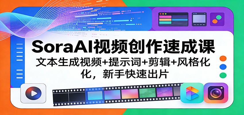 SoraAI视频创作速成课:文本生成视频+提示词+剪辑+风格化,新手快速出片牛品源码-源码下载-源码社区-zblog主题插件-PHP源码-三合一源码-直播源码-短视频源码-APP源码-即时通讯-源码-交友源码牛品源码