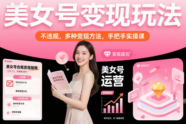 美女号变现玩法,不违规,多种变现方法,手把手实操课牛品源码-源码下载-源码社区-zblog主题插件-PHP源码-三合一源码-直播源码-短视频源码-APP源码-即时通讯-源码-交友源码牛品源码