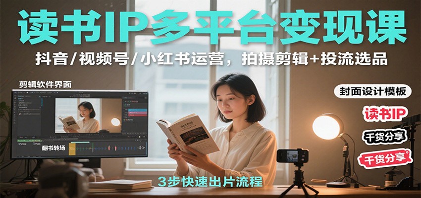 读书IP多平台变现课:抖音/视频号/小红书运营,拍摄剪辑+投流选品牛品源码-源码下载-源码社区-zblog主题插件-PHP源码-三合一源码-直播源码-短视频源码-APP源码-即时通讯-源码-交友源码牛品源码