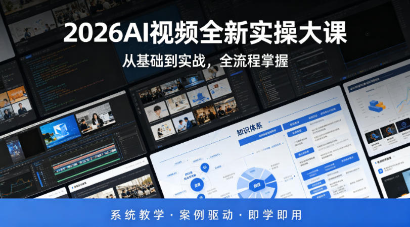 2026AI视频全新实操大课,从基础到实战,全流程掌握,系统教学·案例驱动·即学即用牛品源码-源码下载-源码社区-zblog主题插件-PHP源码-三合一源码-直播源码-短视频源码-APP源码-即时通讯-源码-交友源码牛品源码
