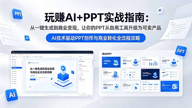 玩赚AI+PPT实战指南-更新5月13：从一键生成到商业变现，让你的PPT从自用工具升级为可卖产品牛品源码-源码下载-源码社区-zblog主题插件-PHP源码-三合一源码-直播源码-短视频源码-APP源码-即时通讯-源码-交友源码牛品源码