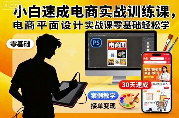 小白速成电商实战训练课,电商平面设计实战课零基础轻松学牛品源码-源码下载-源码社区-zblog主题插件-PHP源码-三合一源码-直播源码-短视频源码-APP源码-即时通讯-源码-交友源码牛品源码