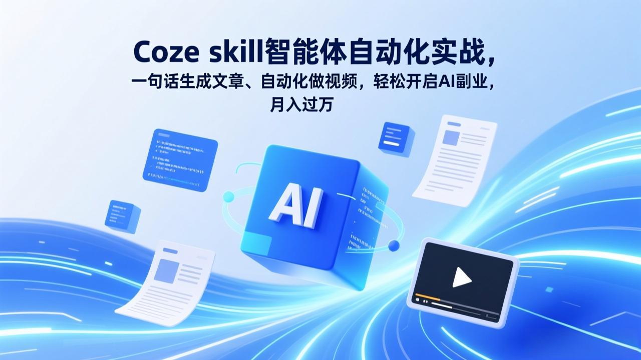 Coze skill智能体自动化实战,一句话生成文章、自动化做视频,轻松开启AI副业,月入过万牛品源码-源码下载-源码社区-zblog主题插件-PHP源码-三合一源码-直播源码-短视频源码-APP源码-即时通讯-源码-交友源码牛品源码