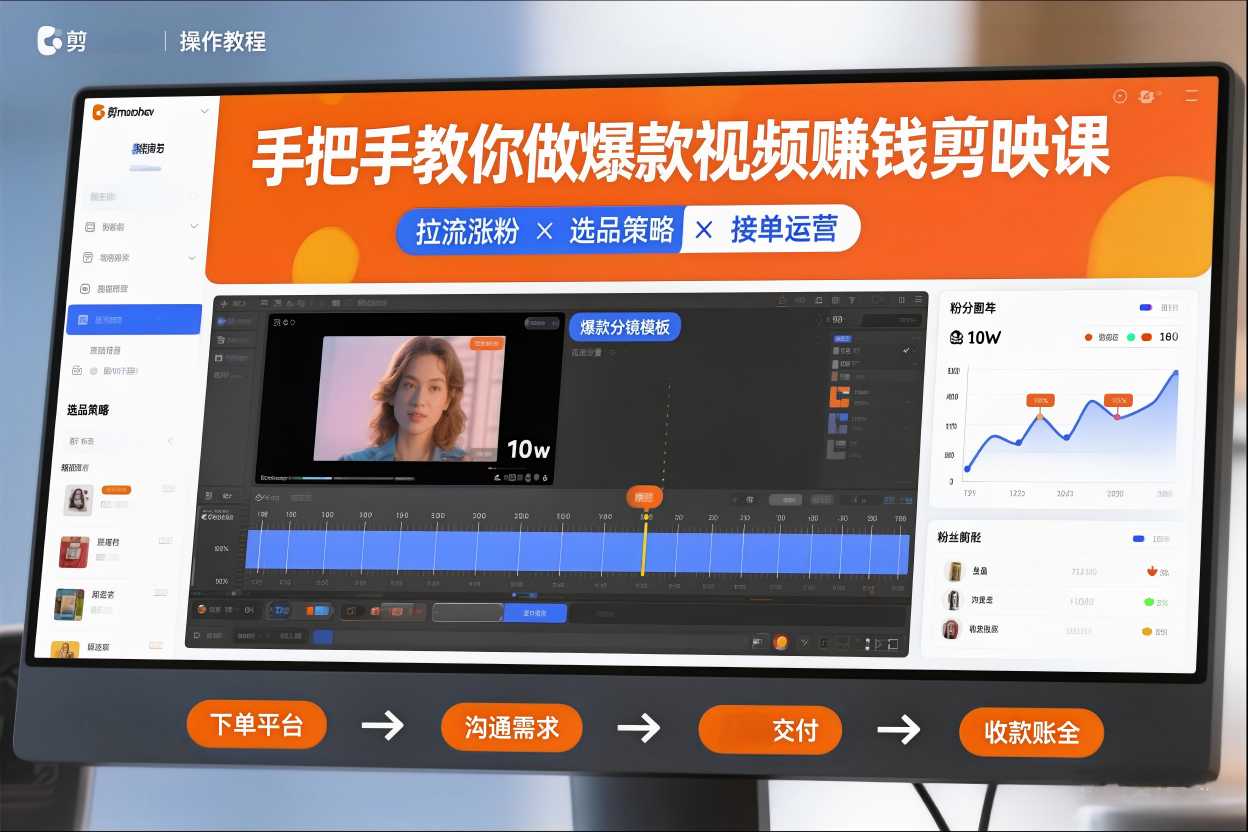 手把手教你做爆款视频赚钱剪映课,手把手教学拉流涨粉、选品策略和接单运营(更新2026)牛品源码-源码下载-源码社区-zblog主题插件-PHP源码-三合一源码-直播源码-短视频源码-APP源码-即时通讯-源码-交友源码牛品源码