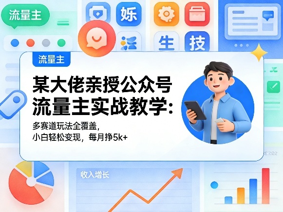 某大佬亲授公众号流量主实战教学:多赛道玩法全覆盖,小白轻松变现,每月多挣5k+牛品源码-源码下载-源码社区-zblog主题插件-PHP源码-三合一源码-直播源码-短视频源码-APP源码-即时通讯-源码-交友源码牛品源码