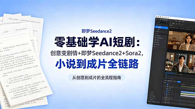 零基础学AI短剧:创意变剧情+即梦Seedance2+Sora2,小说到成片全链路牛品源码-源码下载-源码社区-zblog主题插件-PHP源码-三合一源码-直播源码-短视频源码-APP源码-即时通讯-源码-交友源码牛品源码