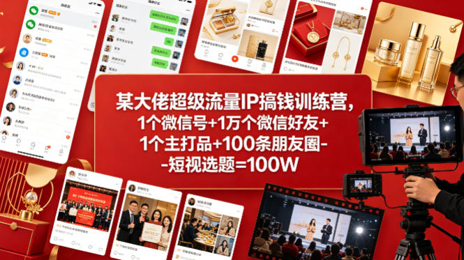 某大佬超级流量IP搞钱训练营,1个微信号+1万个微信好友+1个主打品+100条朋友圈-短视选题=100W牛品源码-源码下载-源码社区-zblog主题插件-PHP源码-三合一源码-直播源码-短视频源码-APP源码-即时通讯-源码-交友源码牛品源码