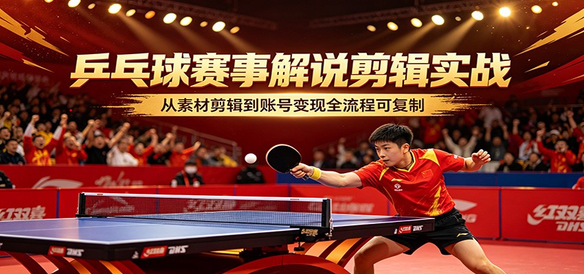乒乓球赛事解说剪辑实战,从素材剪辑到账号变现全流程可复制牛品源码-源码下载-源码社区-zblog主题插件-PHP源码-三合一源码-直播源码-短视频源码-APP源码-即时通讯-源码-交友源码牛品源码