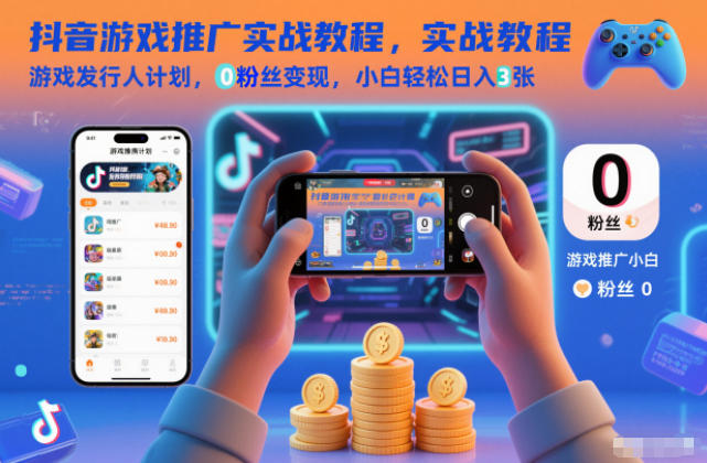 抖音游戏推广实战教程,游戏发行人计划,0粉丝变现,小白轻松日入3张牛品源码-源码下载-源码社区-zblog主题插件-PHP源码-三合一源码-直播源码-短视频源码-APP源码-即时通讯-源码-交友源码牛品源码
