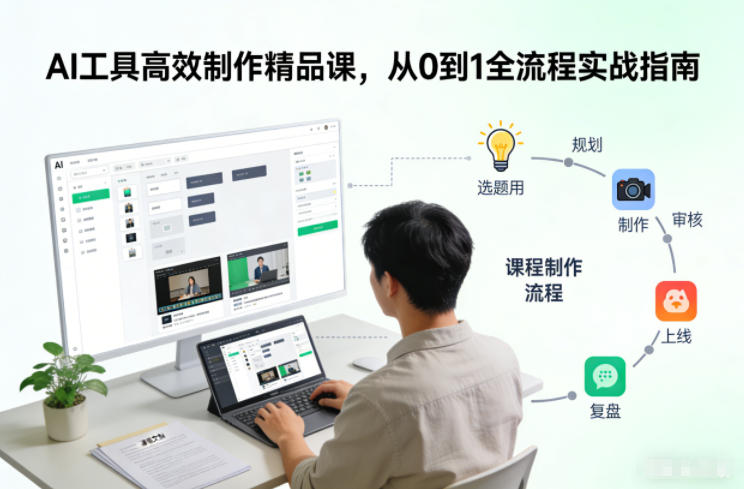 AI工具高效制作精品课,从0到1全流程实战指南牛品源码-源码下载-源码社区-zblog主题插件-PHP源码-三合一源码-直播源码-短视频源码-APP源码-即时通讯-源码-交友源码牛品源码