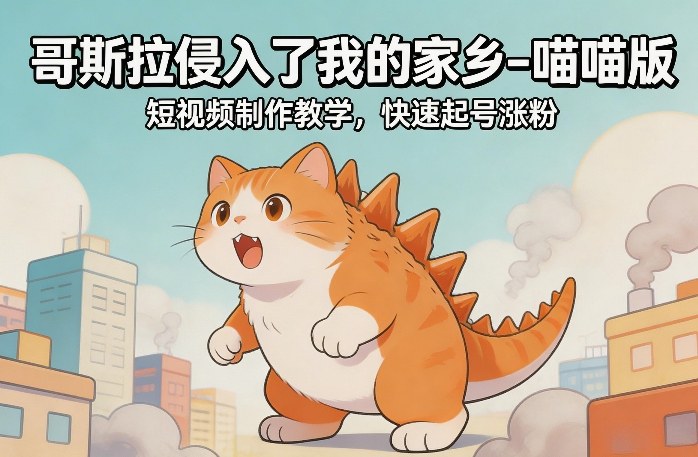 哥斯拉侵入了我的家乡–喵喵版短视频制作教学，快速起号涨粉牛品源码-源码下载-源码社区-zblog主题插件-PHP源码-三合一源码-直播源码-短视频源码-APP源码-即时通讯-源码-交友源码牛品源码