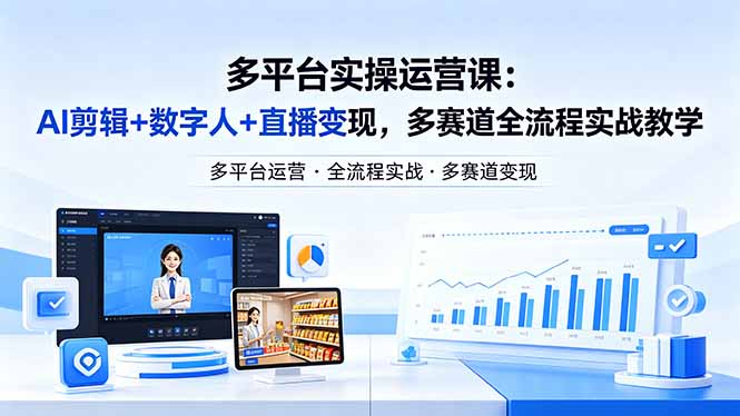 某团队多平台实操运营课-更新26年4月20:AI剪辑+数字人+直播变现,多赛道全流程实战教学牛品源码-源码下载-源码社区-zblog主题插件-PHP源码-三合一源码-直播源码-短视频源码-APP源码-即时通讯-源码-交友源码牛品源码