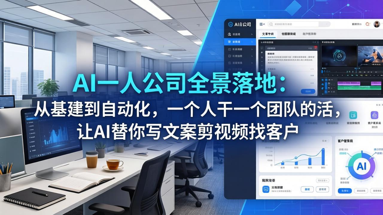 AI一人公司全景落地:从基建到自动化,一个人干一个团队的活,让AI替你写文案剪视频找客户牛品源码-源码下载-源码社区-zblog主题插件-PHP源码-三合一源码-直播源码-短视频源码-APP源码-即时通讯-源码-交友源码牛品源码