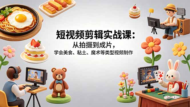 短视频剪辑实战课:从拍摄到成片,学会美食、粘土、魔术等类型视频制作牛品源码-源码下载-源码社区-zblog主题插件-PHP源码-三合一源码-直播源码-短视频源码-APP源码-即时通讯-源码-交友源码牛品源码