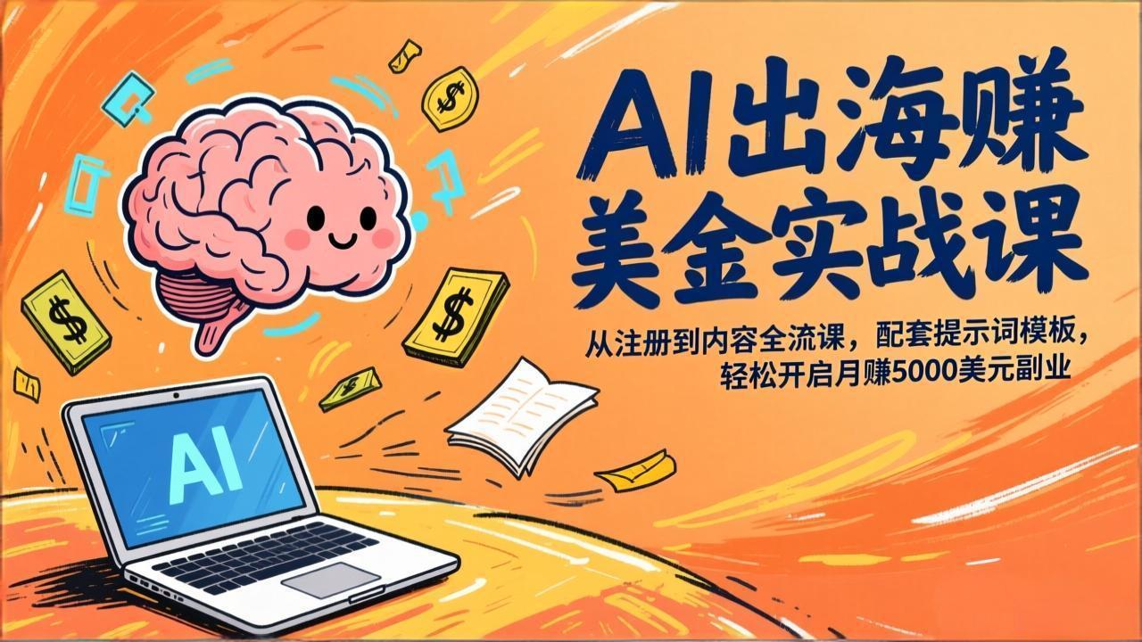 AI出海赚美金实战课，从注册到内容全流程，配套提示词模板，轻松开启月赚5000美元副业牛品源码-源码下载-源码社区-zblog主题插件-PHP源码-三合一源码-直播源码-短视频源码-APP源码-即时通讯-源码-交友源码牛品源码