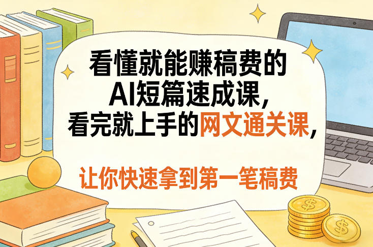 看懂就能賺稿费的AI短篇速成课，看完就上手的网文通关课，让你快速拿到第一笔稿费牛品源码-源码下载-源码社区-zblog主题插件-PHP源码-三合一源码-直播源码-短视频源码-APP源码-即时通讯-源码-交友源码牛品源码