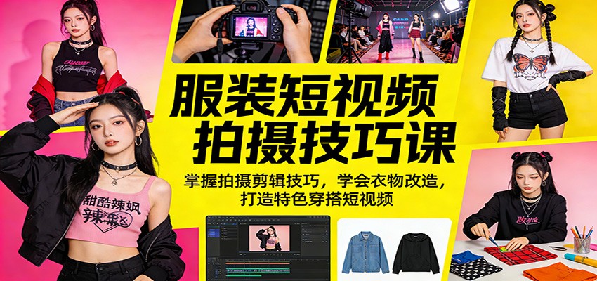 服装短视频拍摄技巧课：掌握拍摄剪辑技巧，学会衣物改造，打造特色穿搭短视频牛品源码-源码下载-源码社区-zblog主题插件-PHP源码-三合一源码-直播源码-短视频源码-APP源码-即时通讯-源码-交友源码牛品源码