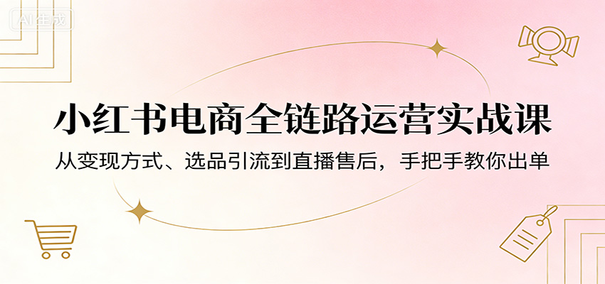 小红书电商全链路运营实战课：从变现方式、选品引流到直播售后，手把手教你出单牛品源码-源码下载-源码社区-zblog主题插件-PHP源码-三合一源码-直播源码-短视频源码-APP源码-即时通讯-源码-交友源码牛品源码
