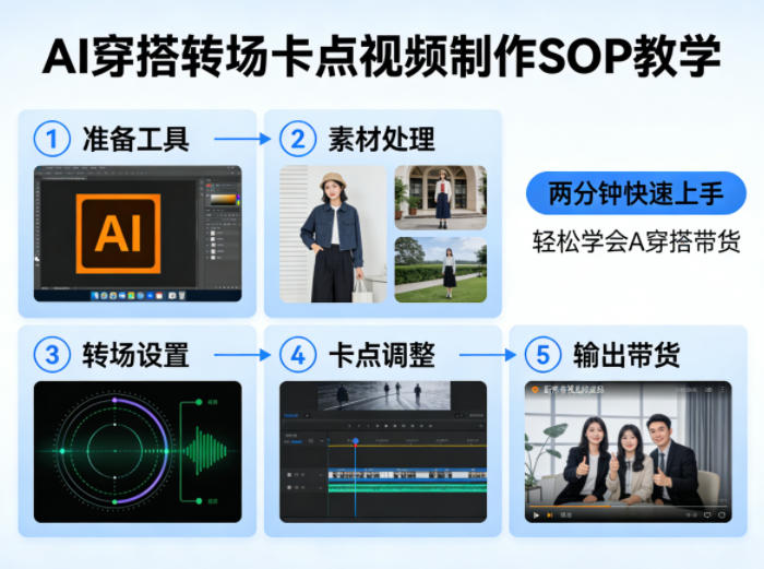 AI穿搭转场卡点视频制作SOP教学，两分钟快速上手，轻松学会AI穿搭带货牛品源码-源码下载-源码社区-zblog主题插件-PHP源码-三合一源码-直播源码-短视频源码-APP源码-即时通讯-源码-交友源码牛品源码