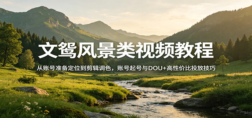 文鸳风景类视频教程:从账号准备定位到剪辑调色,账号起号与DOU+高性价比投放技巧牛品源码-源码下载-源码社区-zblog主题插件-PHP源码-三合一源码-直播源码-短视频源码-APP源码-即时通讯-源码-交友源码牛品源码
