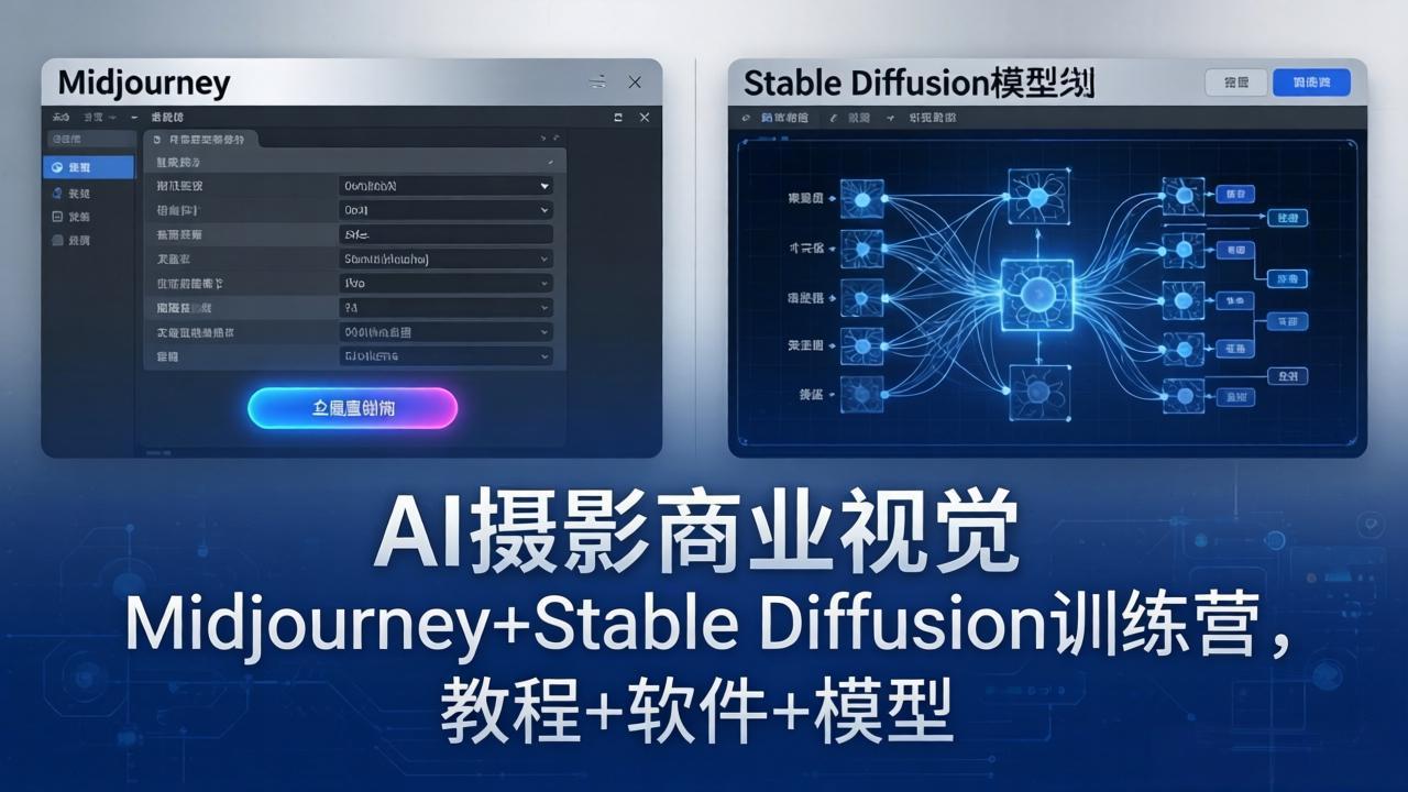 AI摄影商业视觉Midjourney+Stable Diffusion训练营，教程+软件+模型牛品源码-源码下载-源码社区-zblog主题插件-PHP源码-三合一源码-直播源码-短视频源码-APP源码-即时通讯-源码-交友源码牛品源码