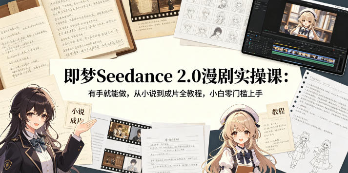 即梦Seedance 2.0漫剧实操课：有手就能做，从小说到成片全教程，小白零门槛上手牛品源码-源码下载-源码社区-zblog主题插件-PHP源码-三合一源码-直播源码-短视频源码-APP源码-即时通讯-源码-交友源码牛品源码