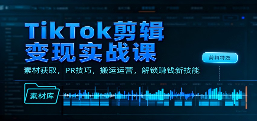 TikTok剪辑变现实战课：素材获取，PR技巧，搬运运营，解锁赚钱新技能牛品源码-源码下载-源码社区-zblog主题插件-PHP源码-三合一源码-直播源码-短视频源码-APP源码-即时通讯-源码-交友源码牛品源码