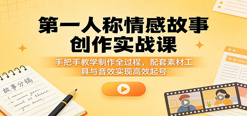 第一人称情感故事创作实战课：手把手教学制作全过程，配套素材工具与音效实现高效起号牛品源码-源码下载-源码社区-zblog主题插件-PHP源码-三合一源码-直播源码-短视频源码-APP源码-即时通讯-源码-交友源码牛品源码