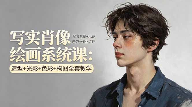 写实肖像绘画系统课：造型+光影+色彩+构图全套教学，配套笔刷+示范+作业点评牛品源码-源码下载-源码社区-zblog主题插件-PHP源码-三合一源码-直播源码-短视频源码-APP源码-即时通讯-源码-交友源码牛品源码