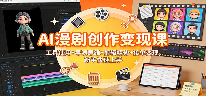 AI漫剧创作变现课:工具使用+导演思维+剪辑精修+接单变现,新手快速上手牛品源码-源码下载-源码社区-zblog主题插件-PHP源码-三合一源码-直播源码-短视频源码-APP源码-即时通讯-源码-交友源码牛品源码