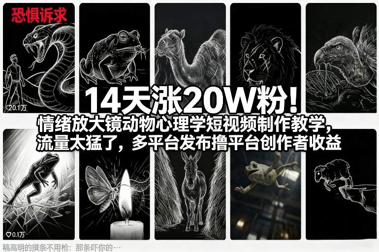 14天涨20W粉！情绪放大镜动物心理学短视频制作教学，流量太猛了，多平台发布撸平台创作者收益牛品源码-源码下载-源码社区-zblog主题插件-PHP源码-三合一源码-直播源码-短视频源码-APP源码-即时通讯-源码-交友源码牛品源码